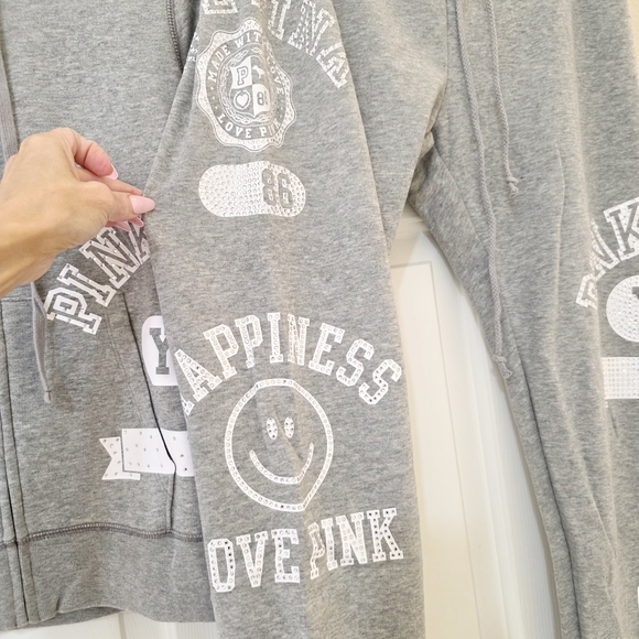 Victoria's Secret PINK Grey White Bling Fashion Show Collection Tracksuit M - Picture 3 of 13